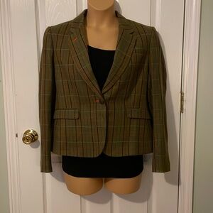 Beautiful tweed, plaid, women’s blazer, CREMIEUX- sz 14- EUC winter/ fall